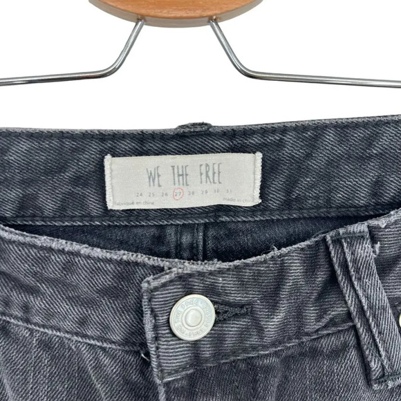 Free People Vintage Flared Jeans Black Ash Denim Raw Hem‎ Size 27 - Picture 10 of 14